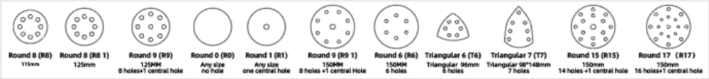 Shape Chart of Velcro-backed Abrasive Discs 6inch